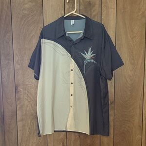 Chicyea Mens Size 3XL Tropical Floral Button Down Short Sleeve Bowling Shirt